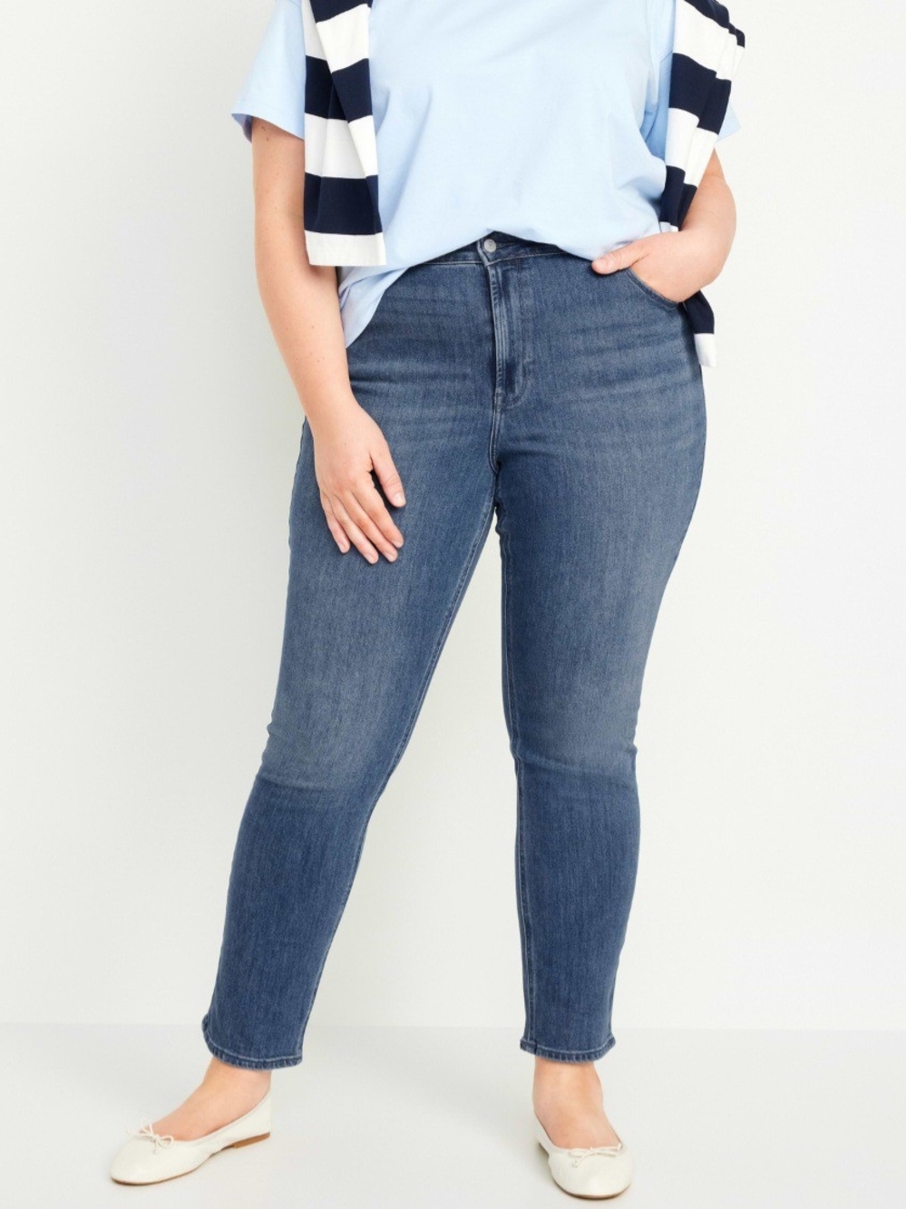 Old Navy | High Rise Wow Straight Leg Medium Wash Jeans Plus Size 30 Long Nwt!